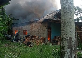Rumah Terbakar di Kampung Sukamantri Desa Kadawung, Diduga Karna Korsleting Listrik