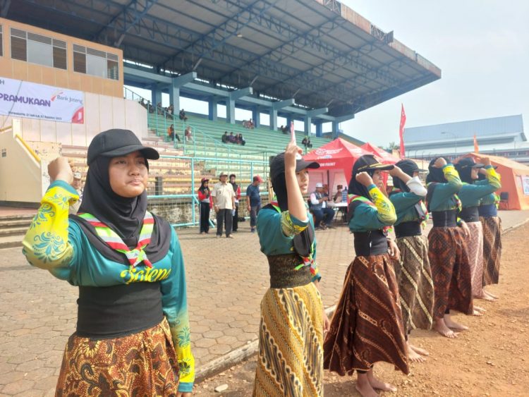 Kontingen Jamnas Dari 17 Kwarcab Latihan Bersama di GOR Satria Purwokerto