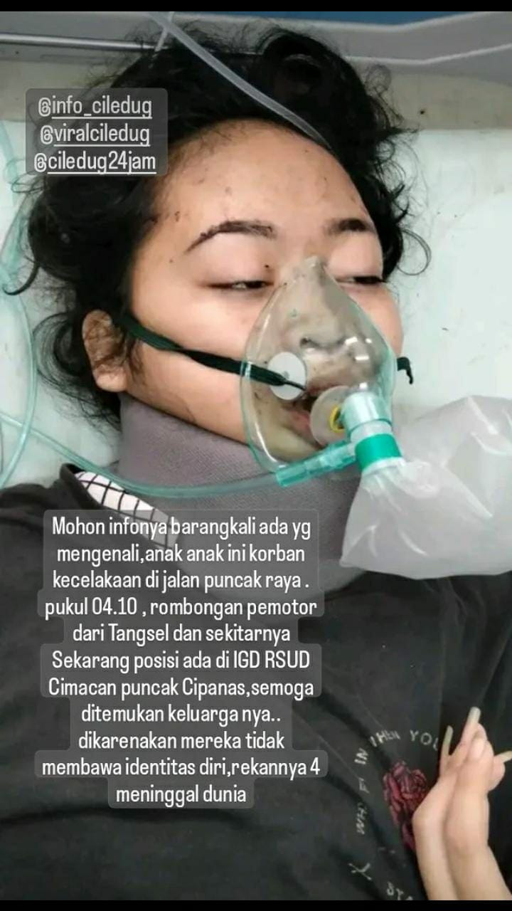 Info Terkini, Kecelakaan Wilayah Jalur Raya Puncak Ciloto Kampung Bondol, 4 Orang Meninggal Dunia, 2 Orang Warga Tangerang