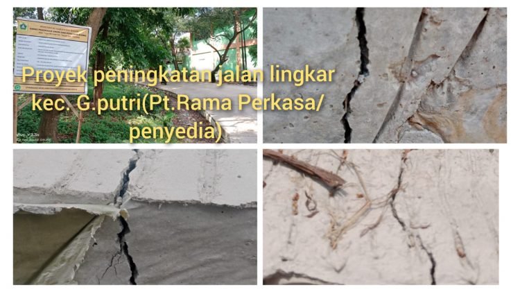 Beberapa Proyek Peningkatan Jalan UPT Jalan Jembatan Kelas A Wil. IX Dinas PUPR Kab. Bogor, Meski Sudah Grouting Masih Tetap Terlihat Belahan dan Retak, Diduga Tidak Sesuai R.A.B