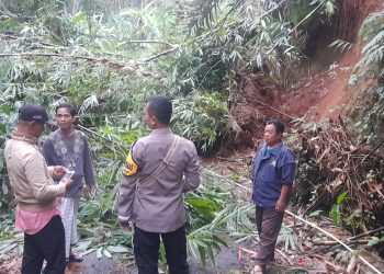 Tanah Longsor Tutup Jalan di Desa Tanalum Kecamatan Rembang