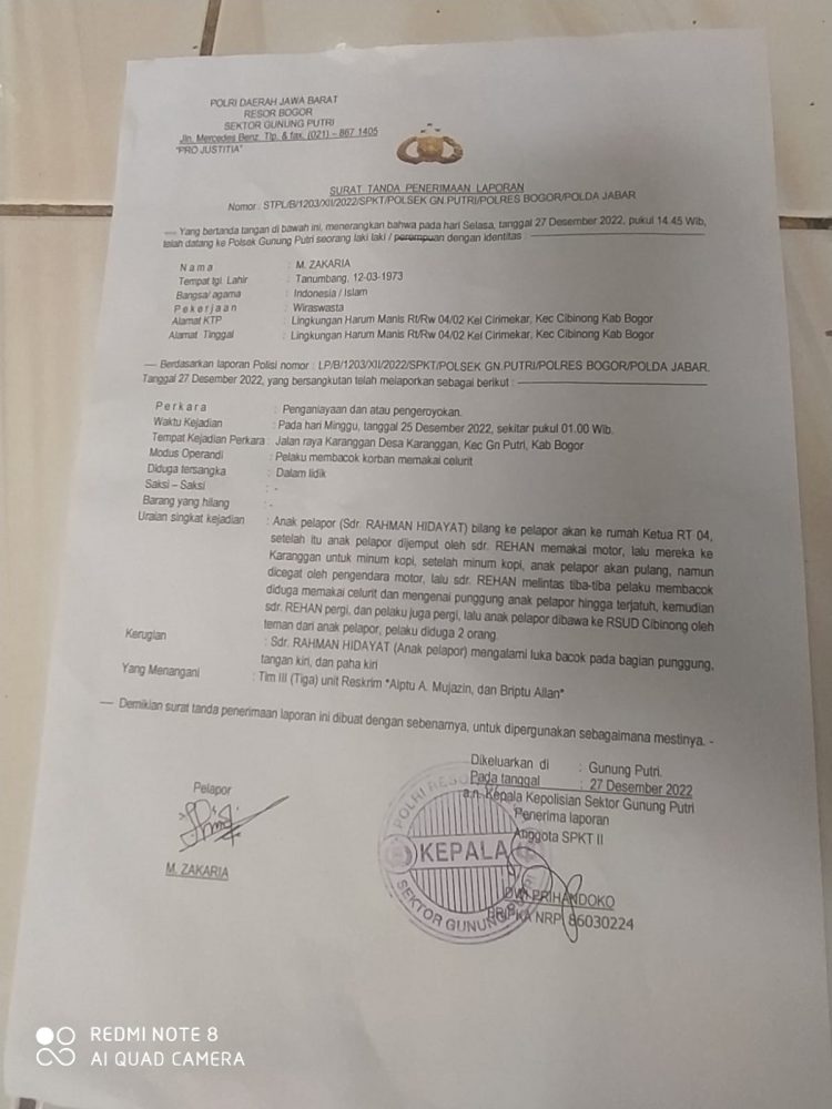 Orang Tua Korban Pembacokan Gang Ster, Buat Laporan Polisi