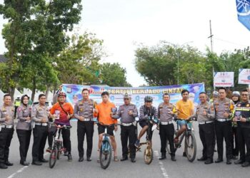 Sasar Pengunjung Acara Car Free Day , Ditlantas Polda Riau Gelorakan Budaya Tertib Lalu lintas
