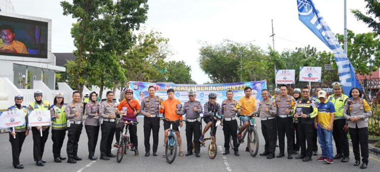 Sasar Pengunjung Acara Car Free Day , Ditlantas Polda Riau Gelorakan Budaya Tertib Lalu lintas