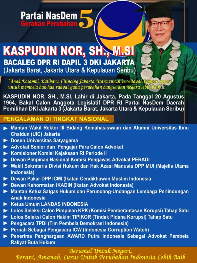 Kaspudin Nor, SH., M.Si Maju Ke DPR RI Dapil DKI Jakarta 3, Dapat Dukungan Pengurus WRC PAN-RI