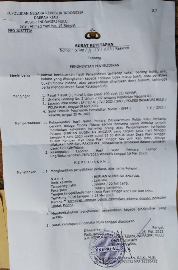 Copot Kasatreskrim Inhu, Diduga Terima “Upeti” Dari Perusahaan Ilegal