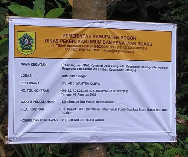 Proyek Pengerjaan IPAL Komunal Desa Pangradin di Kecamatan Jasinga Diduga Abaikan Keamanan Keselamatan Kerja K-3