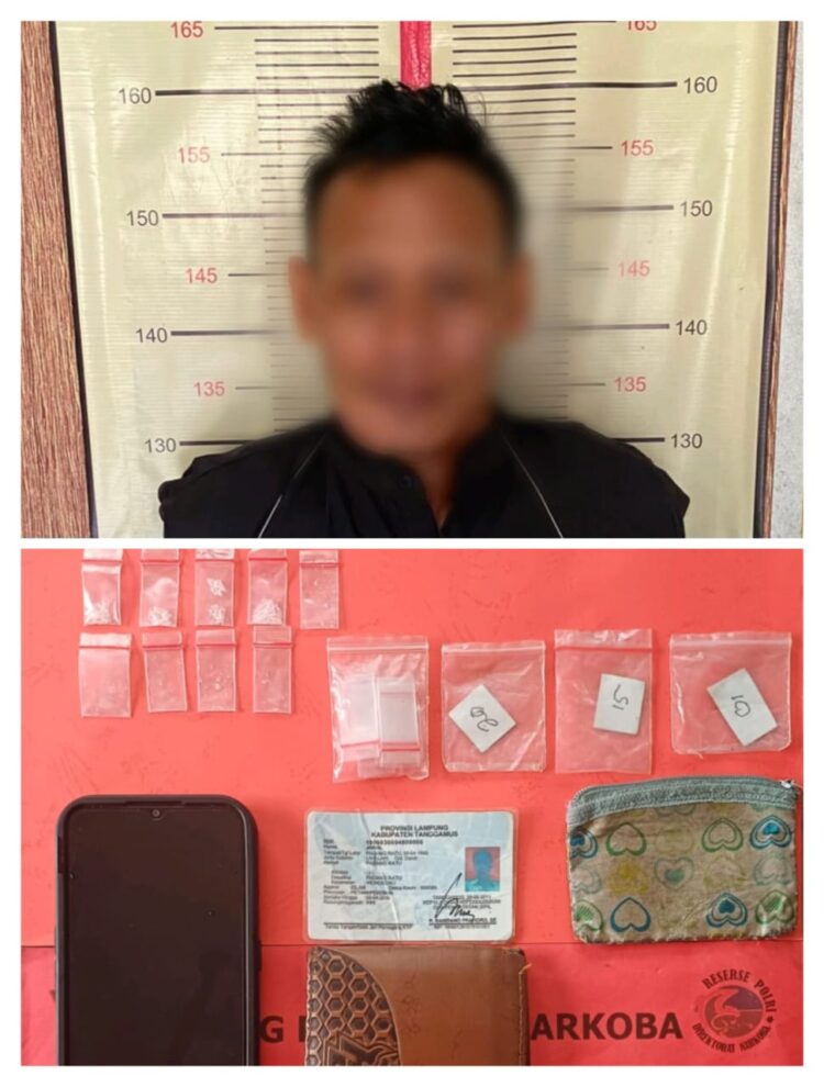 Seorang Warga Padang Ratu Diduga Pengedar Sabu Ditangkap Satresnarkoba Polres Tanggamus