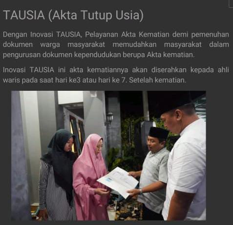 Disdukcapil Kabupaten Bengkulu Utara Kembali Melahirkan Inovasi: TAUSIA