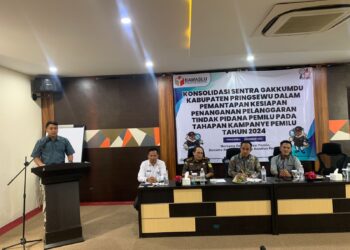 Polres Pringsewu Hadiri Rapat Konsolidasi Sentra Gakkumdu Penanganan Tindak Pidana Pemilu