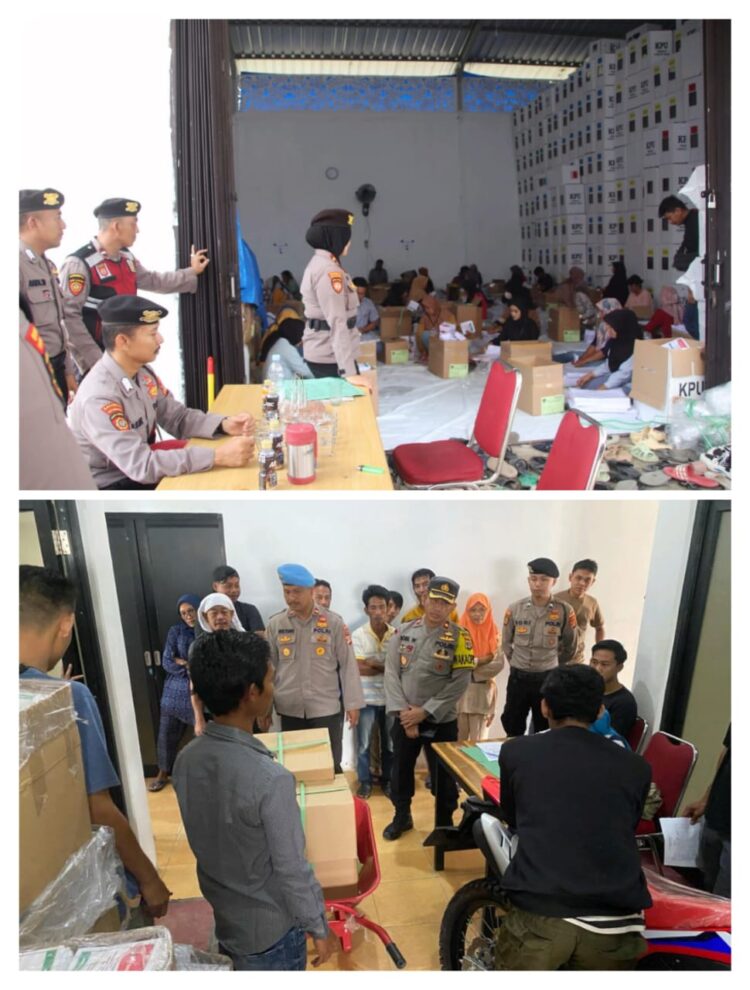 Wakapolres Pringsewu Pantau Proses Pengamanan dan Pelipatan Surat Suara Pemilu di Gudang Logistik KPU