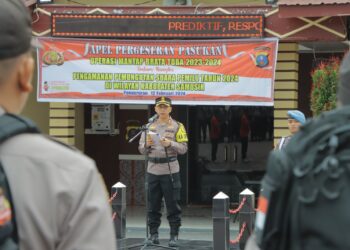 Apel Pergeseran Pasukan Operasi Mantap Brata Toba 2023 – 2024 di Kabupaten Samosir