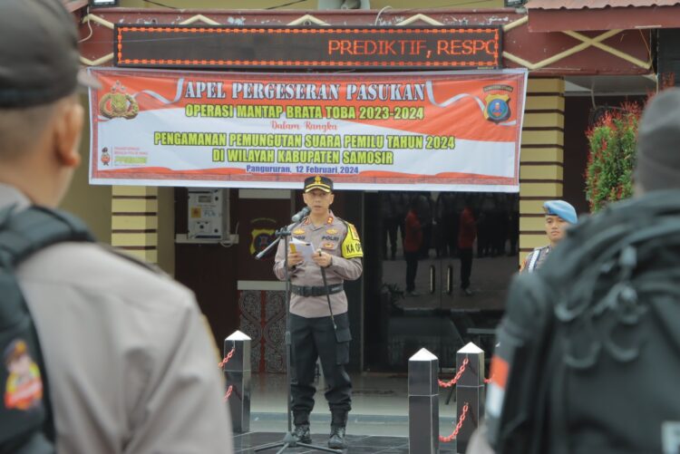 Apel Pergeseran Pasukan Operasi Mantap Brata Toba 2023 – 2024 di Kabupaten Samosir