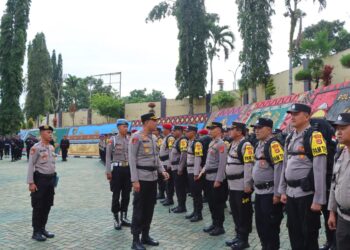Kapolres Tanggamus Pimpin Apel Pergeseran Pasukan Pengamanan Pemilu 2024