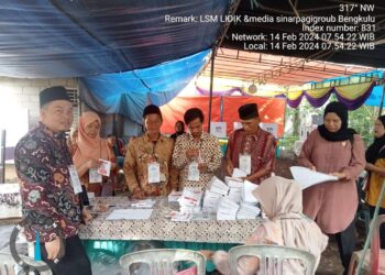 Warga Beserta Petugas TPS 13 Kelurahan Pekan Sabtu Menyelesaikan Rekap Perhitungan Hingga Pagi Hari