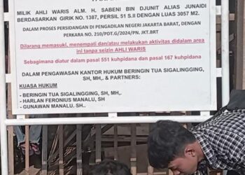 Marali SH, Pasang Plang di Atas Lahan Tanah Hak Adat Keluarga di Jakarta Barat, Dalam Proses Persidangan No : 210/PDT.G/2024/PN.JKT.BRT