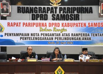 Wakil Bupati Samosir Sampaikan Nota Pengantar atas Ranperda Tentang Penyelenggaraan Perlindungan Anak.