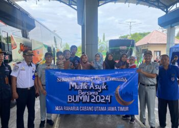 Jasa Raharja Madiun Jemput Pemudik Peserta Mudik Gratis Jasa Raharja Jatim di Terminal Kertonegoro Ngawi