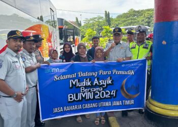 Jasa Raharja Madiun Jemput Pemudik Peserta Mudik Gratis Jasa Raharja Jatim di Terminal Seloaji Ponorogo