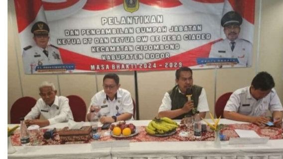 Pemdes Ciadeg, Kecamatan Cigombong Lantik dan Kukuhkan 45 Ketua RT dan 14 Ketua RW Periode 2024-2029