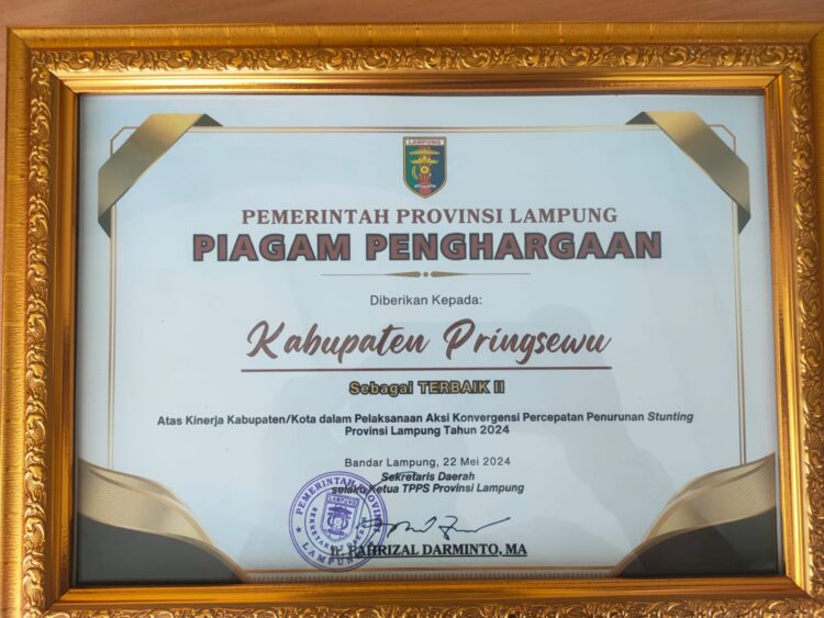 Pringsewu Peringkat Terbaik Kedua Dalam Penanganan Stunting di Provinsi Lampung