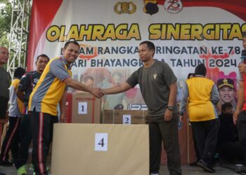 Hari Bhayangkara Ke-78, Polres Purbalingga Gelar Olahraga Sinergitas TNI-Polri
