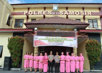 Upacara Laporan Kenaikan Pangkat Pengabdian Kapolsek Harian Polres Samosir