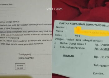 Komite MTsN  6 Tulungagung  diduga Lakukan Pungutan Berdalih Daftar Ulang Tanpa Kwitansi