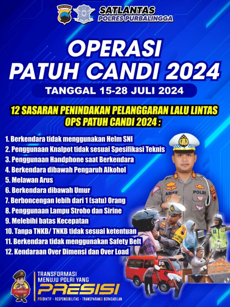 Polres Purbalingga Gelar Operasi Patuh Candi 2024, Ini 12 Sasaran Penindakan