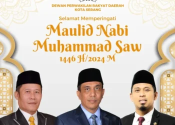 Pimpinan, Anggota, dan Sekretariat DPRD Kota Serang MENGUCAPKAN Selamat Memperingati Maulid Nabi Muhammad SAW 1446 H.