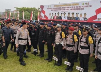 Danrem 031/Wira Bima Hadiri Upacara Keberangkatan Personel Pengamanan TPS dan Operasi mantap Praja Lancang Kuning 2024