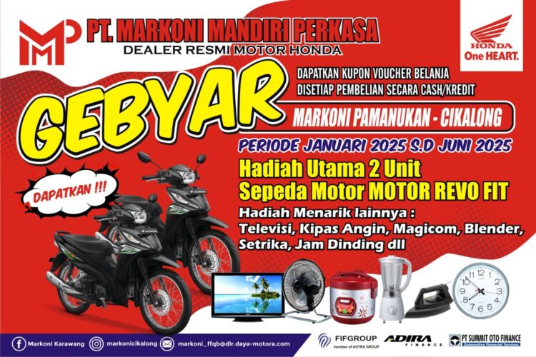 Gebyar Spesial Extra Voucher Periode Januari 2025 Sampai Dengan Juni 2025 Untuk Berbagai Series Motor Honda di Dealer Resmi Honda Markoni -Cikalong