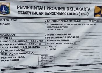 Mengelabui Masyarakyat, Registrasi Permohonan Dijadikan Nomor PBG, Bangunan Lapangan Olah Raga Di Sunter Agung Diduga Belum Memiliki PBG