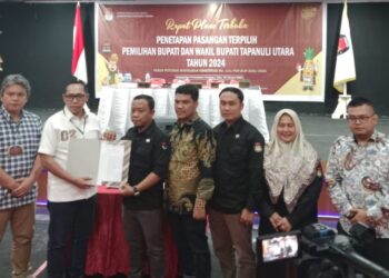 KPU Tapanuli Utara, Tetapkan Calon Bupati/Wakil Bupati Terpilih tahun 2025-2030.