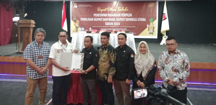 KPU Tapanuli Utara, Tetapkan Calon Bupati/Wakil Bupati Terpilih tahun 2025-2030.