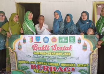 Bumdes dan PKK,PATAYAT Kampung Penawar Jaya Bagikan Sembako Pada Masyarakat Kurang Mampu