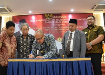 Bupati se-Barlingmascakeb Tandatangani Naskah Deklarasi Pengusulan Margono sebagai Pahlawan Nasional
