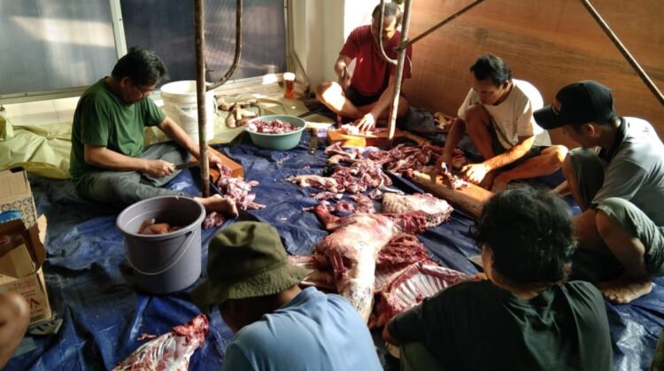 Panitia Kurban Masjid Jami’ Almuqorrobiin Potong 2 Ekor Sapi & 6 Ekor Kambing, Kampung Tanah Koja Jatinegara Kaum Klender