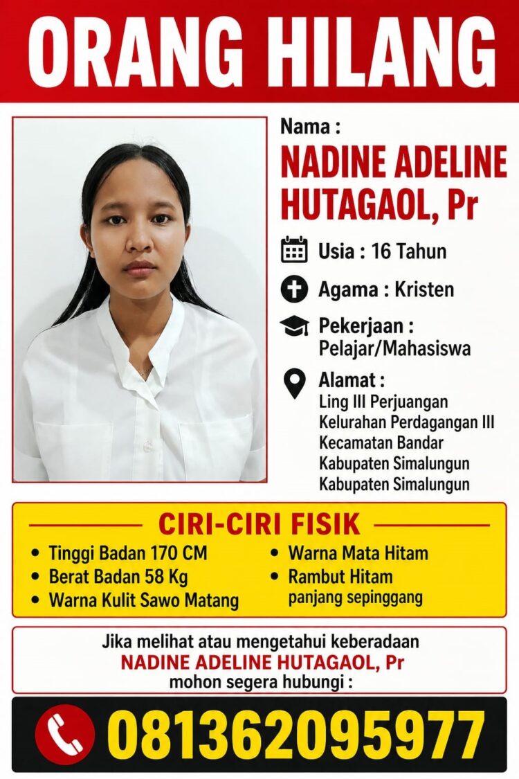 Polsek Bandar Huluan Terima Laporan Gadis 16 Tahun Hilang Sejak 2 Mei — Ibu Cemas, Polri Sigap Bergerak Cari Nadine