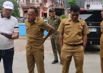 Bupati Taput bersama Pimpinan OPD, Tinjau Kondisi Taman kota dan Tanggul sungai Aek Sigeon.