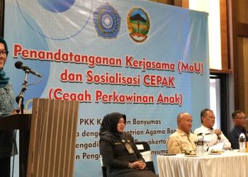 Bupati Banyumas Sadewo Hadiri Penandatanganan MoU dan Sosialisasi CEPAK untuk Cegah Perkawinan Anak